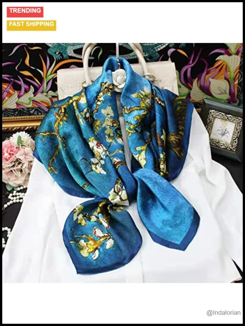 100% Mulberry Silk Large Square Shawl Scarf for Women